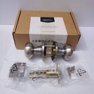 BRAND NEW - Amazon Basics Round Door Passage Knob - Satin Nickel